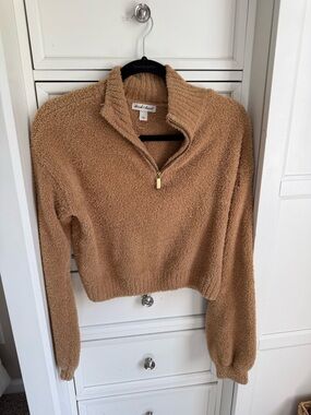 Plush Half-Zip Sweater - Caramel Brown
